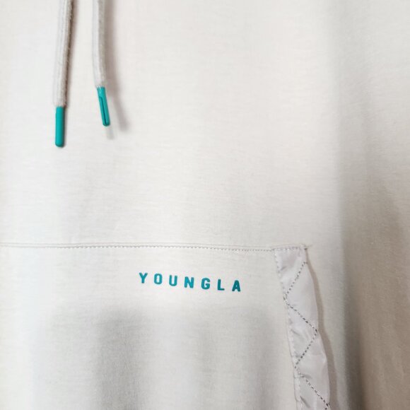 YoungLA Hoodie Sweatshirt Men's Medium Cream 521 Goat Graphic Spell Out Logo - Picture 7 of 16
